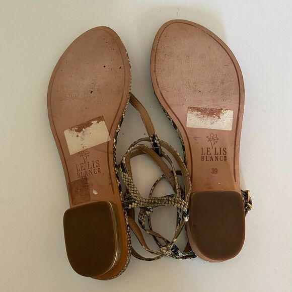 Le Lis Blanc Womens Sandals Flat Fashion Flip Flops Shoes Python print Size 39 - Picture 8 of 9